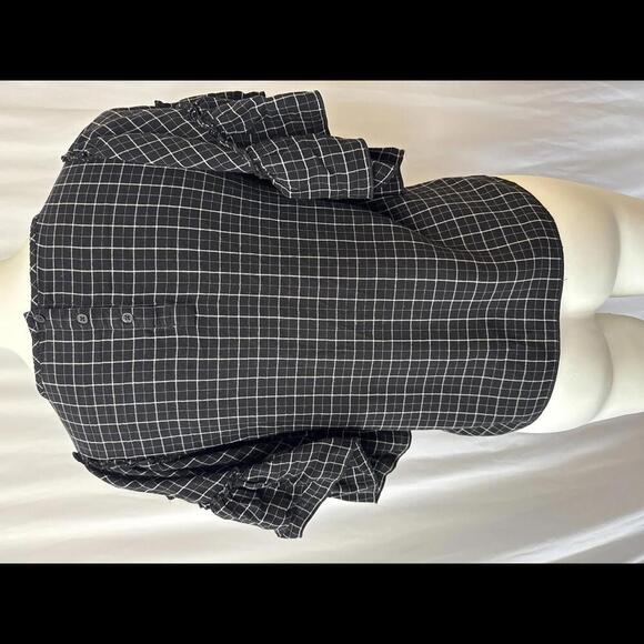 Black and White Checkered Ruffle Sleeve Top - LOFT - XSP - Picture 3 of 8